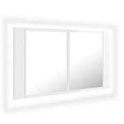 Vetonek Armario espejo de baño LED acrílico blanco brillo 80x12x45 cm