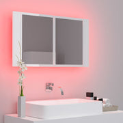 Armario espejo de baño LED acrílico blanco brillo 80x12x45 cm V69 - Vetonek