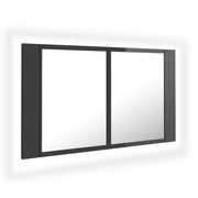 Vetonek Armario espejo de baño luz LED acrílico gris brillo 80x12x45 cm