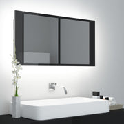 Armario espejo de baño led acrílico negro brillo 90x12x45 cm v1631 Vetonek