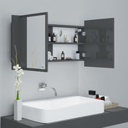 Armario espejo de baño luz led acrílico gris brillo 90x12x45 cm v1648 - Vetonek