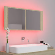 Armario espejo de baño LED acrílico roble Sonoma 100x12x45 cm V1686 Vetonek
