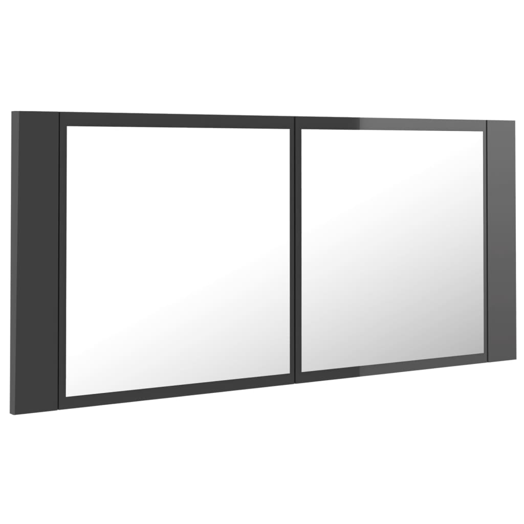 Armario espejo de baño led acrílico gris brillo 100x12x45 cm v1723 - Vetonek