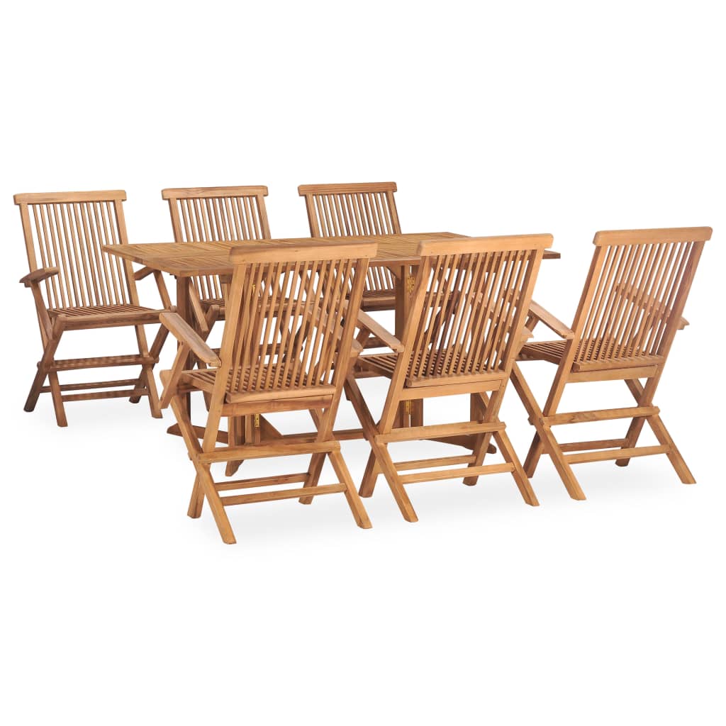 Vetonek Set comedor de jardín plegable 7 piezas madera maciza de teca