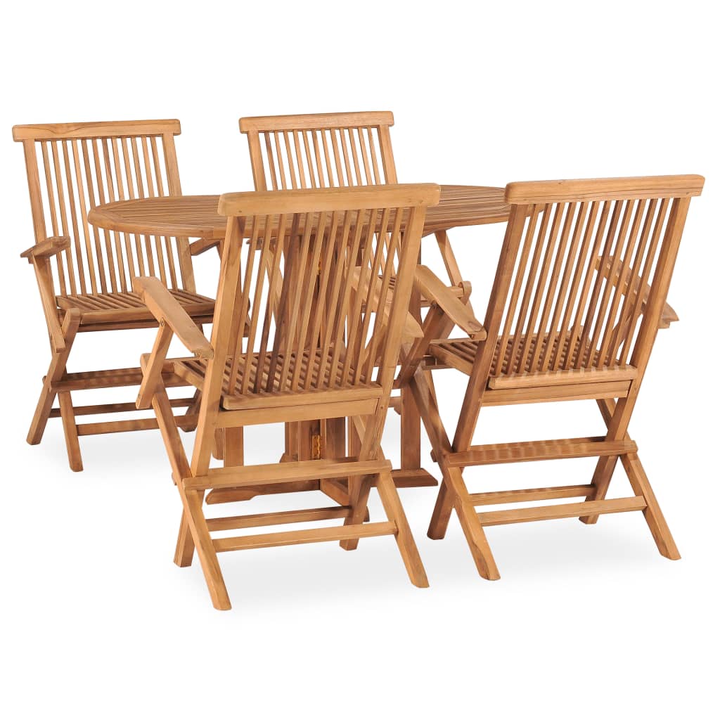 Vetonek Set de comedor de jardín plegable 5 pzas madera maciza de teca