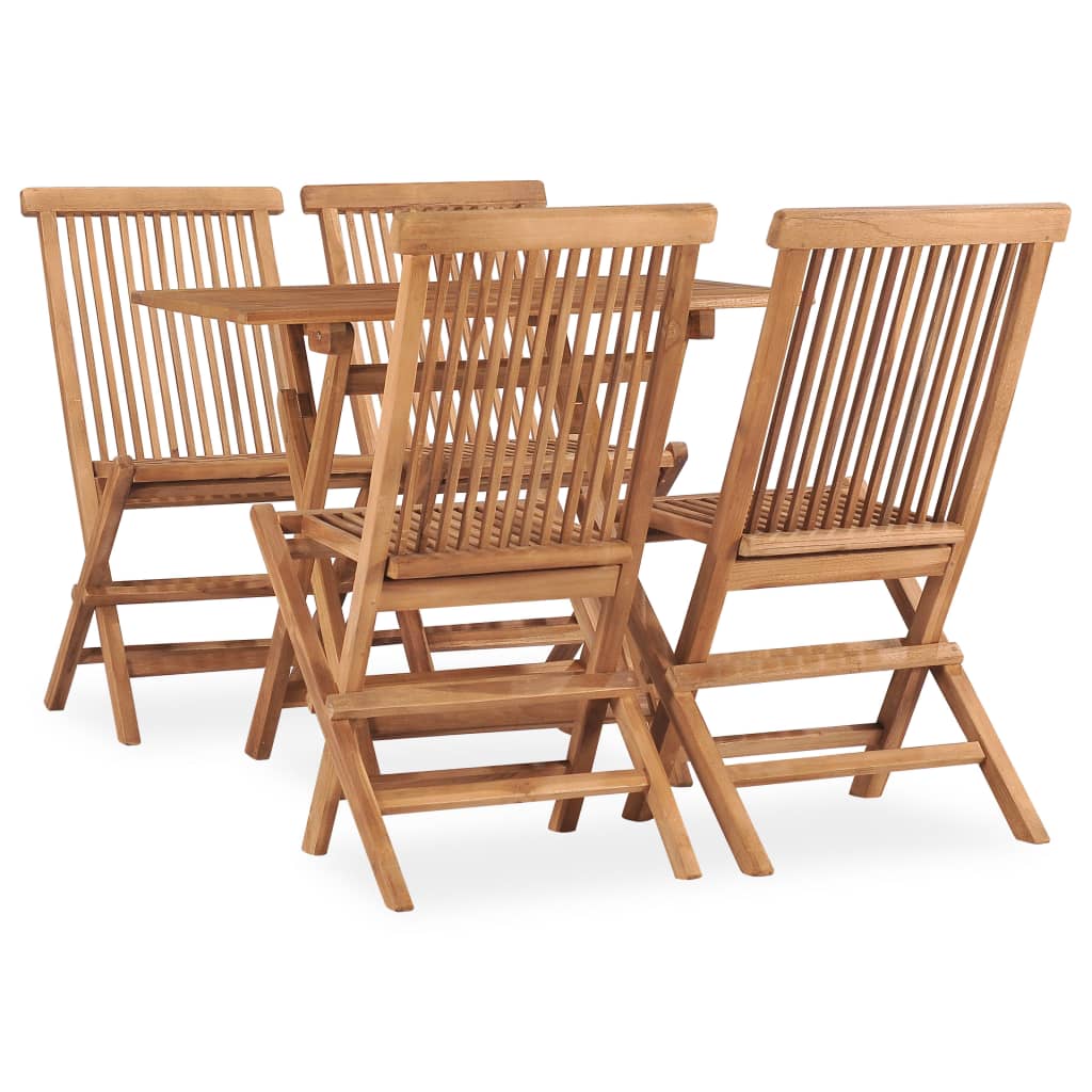 Vetonek Set de comedor de jardín plegable 5 pzas madera maciza de teca