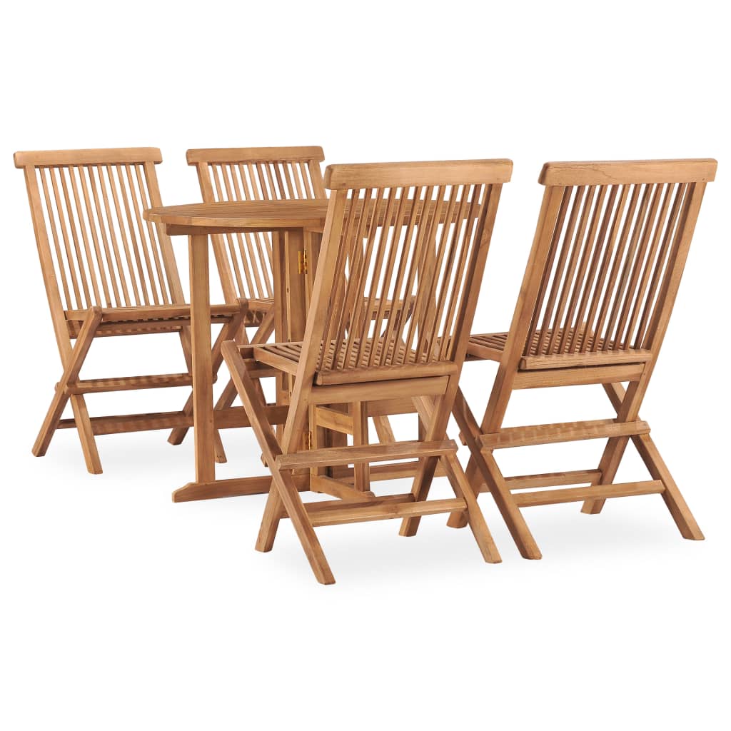 Vetonek Set de comedor de jardín plegable 5 pzas madera maciza de teca