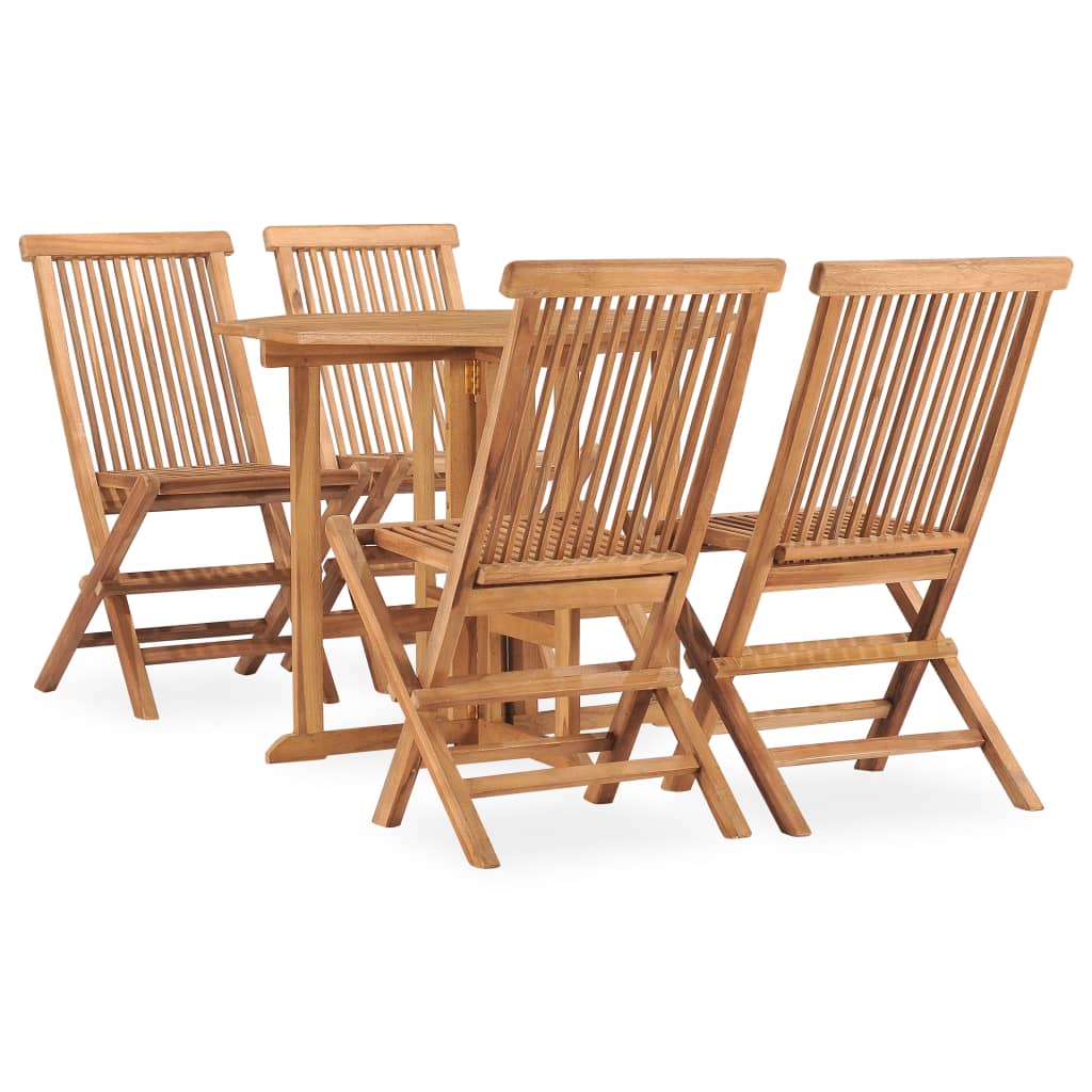 Vetonek Set de comedor de jardín plegable 5 pzas madera maciza de teca