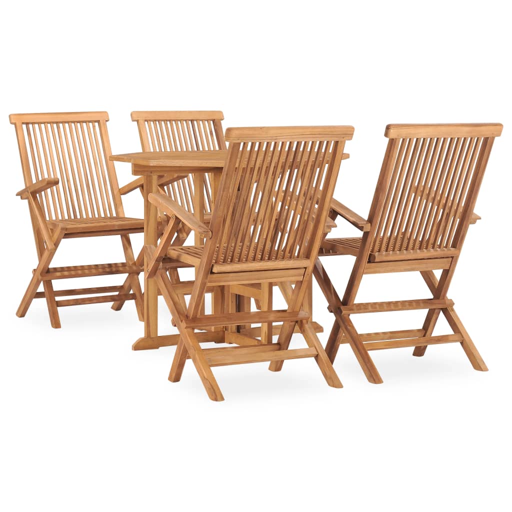 Vetonek Set de comedor de jardín plegable 5 pzas madera maciza de teca