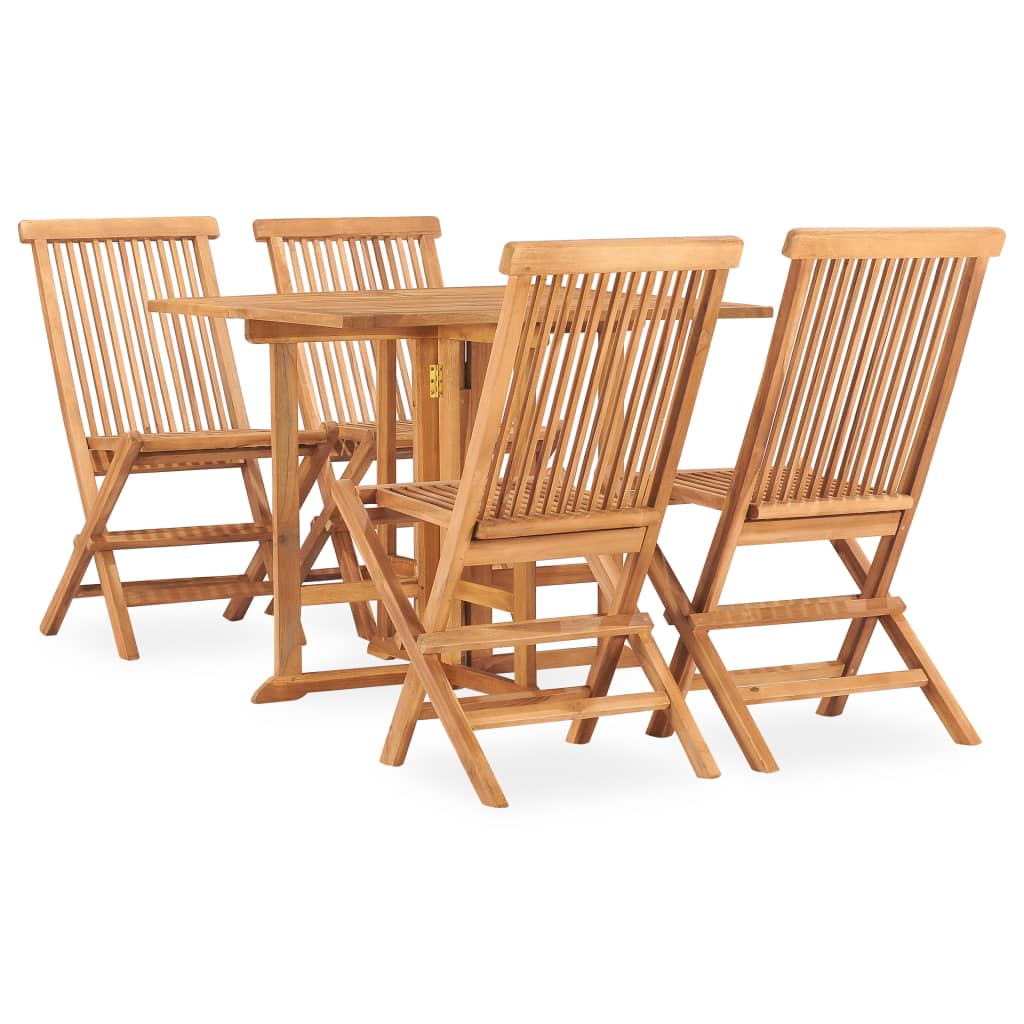 Vetonek Set de comedor de jardín plegable 5 pzas madera maciza de teca