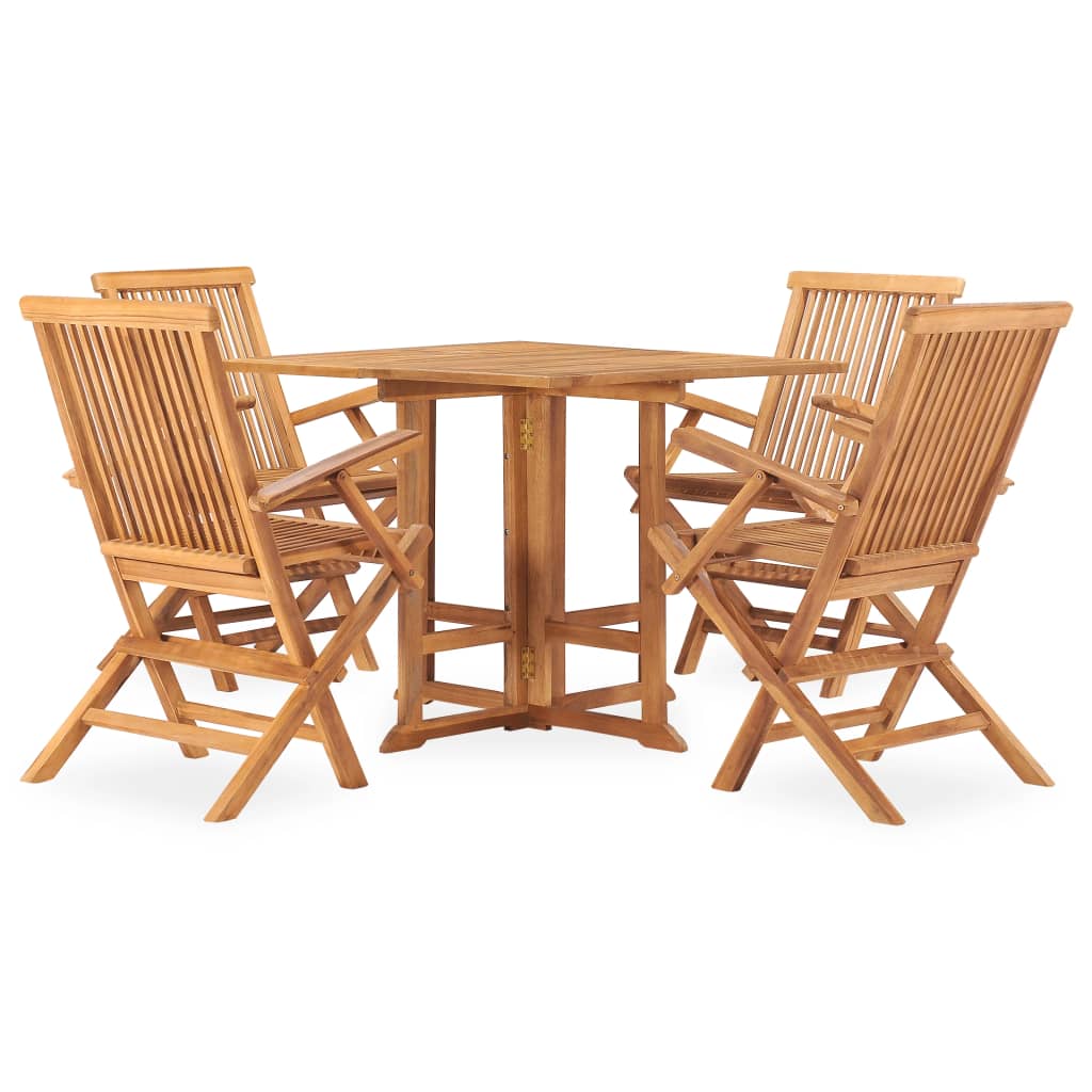 Set de comedor de jardín plegable 5 pzas madera maciza de teca - Vetonek