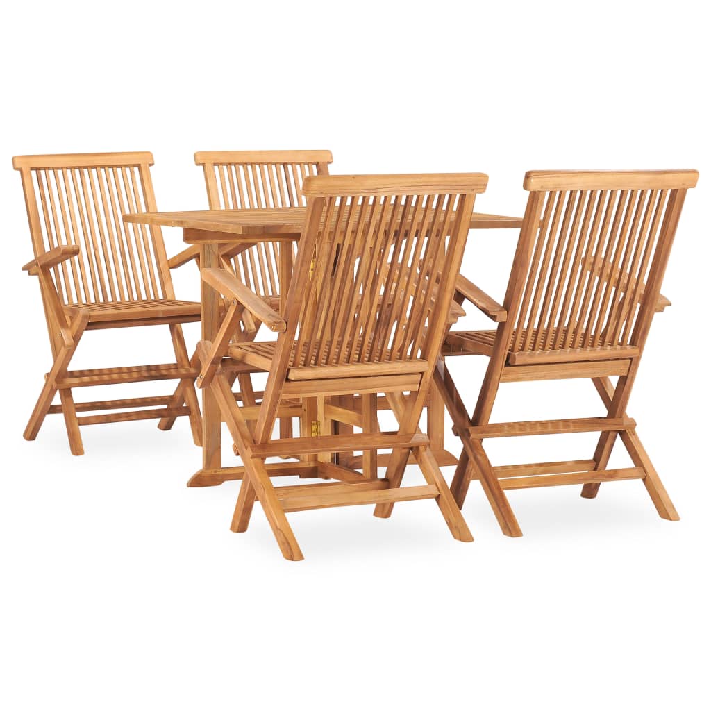 Vetonek Set de comedor de jardín plegable 5 pzas madera maciza de teca