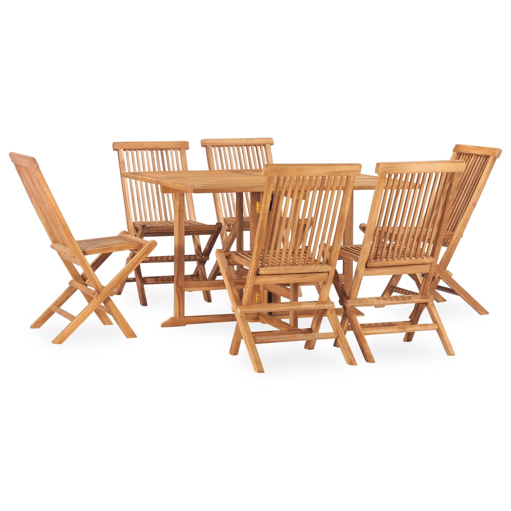 Vetonek Set de comedor de jardín plegable 7 pzas madera maciza de teca  