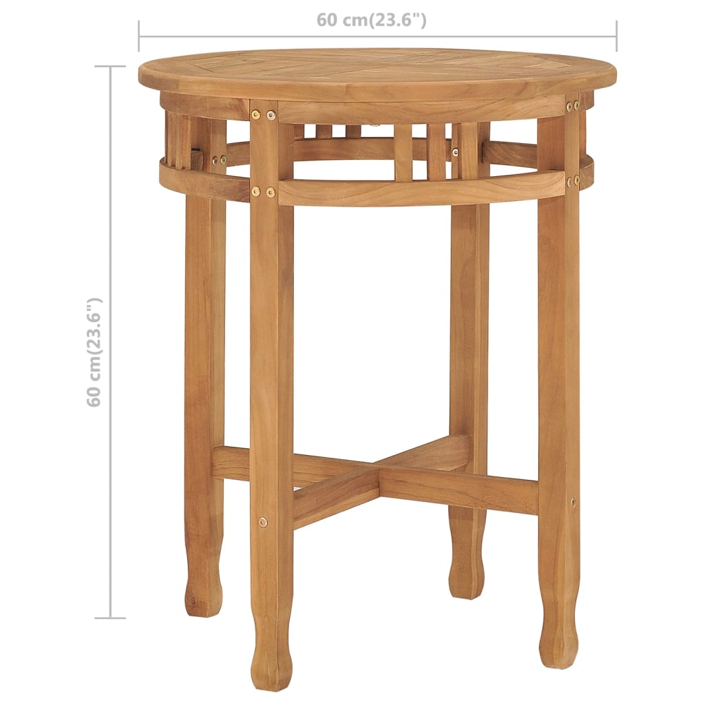 Set de comedor de jardín 3 pzas y cojines madera maciza de teca vidaXL