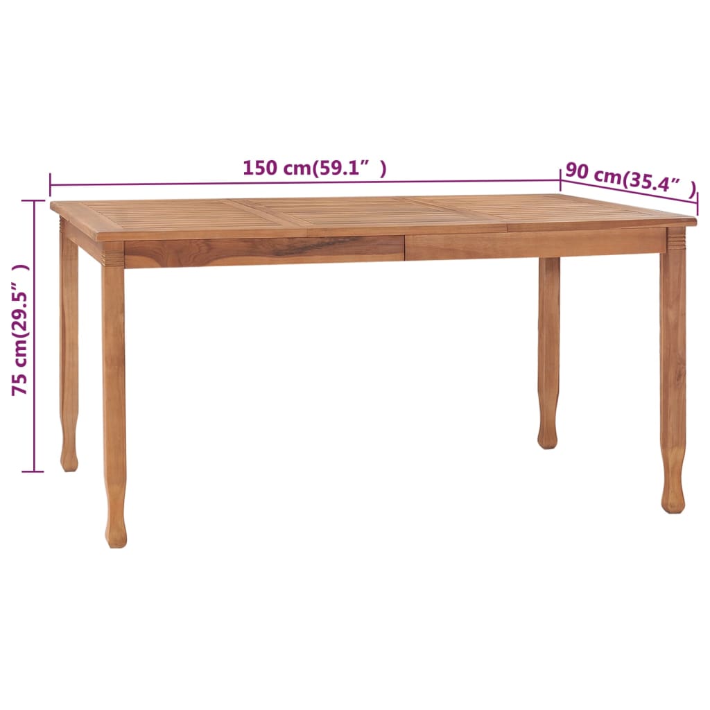 Set de comedor de jardín 7 pzas y cojines madera maciza de teca vidaXL