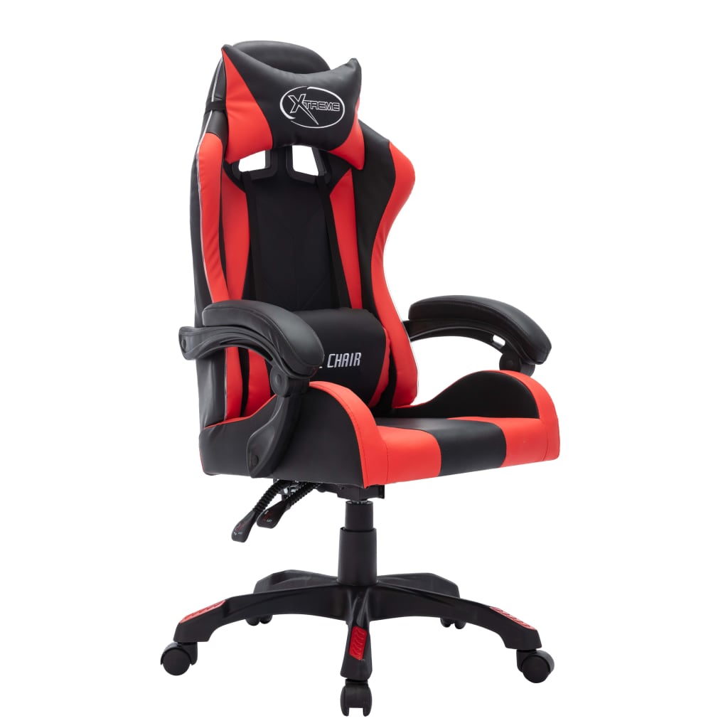 Silla gaming con luces LED RGB cuero sintético rojo y negro vidaXL