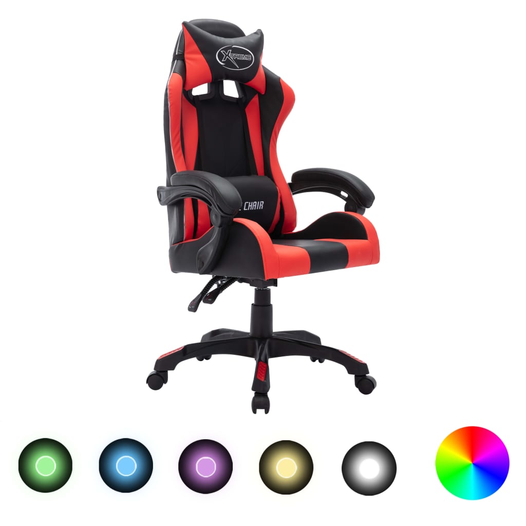 Vetonek Silla gaming con luces LED RGB cuero sintético rojo y negro