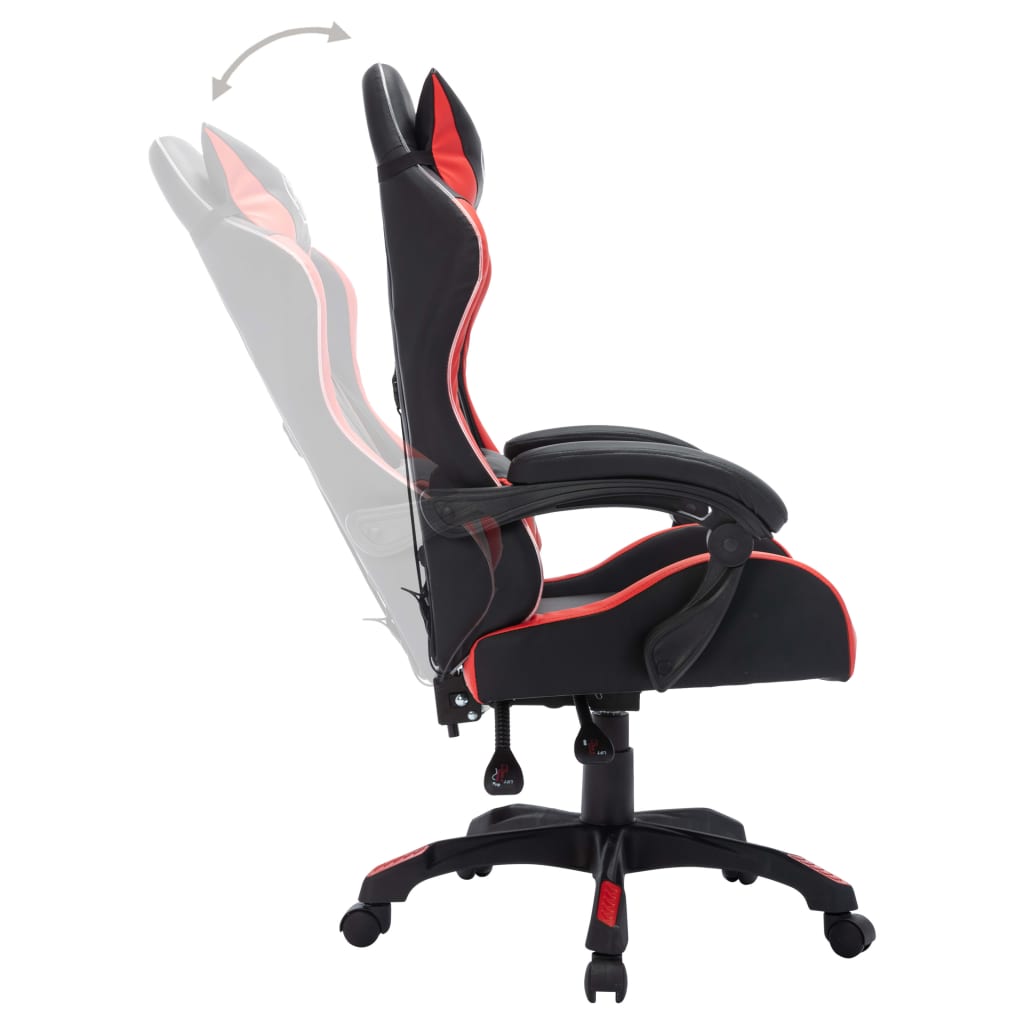 Silla gaming con luces LED RGB cuero sintético rojo y negro vidaXL