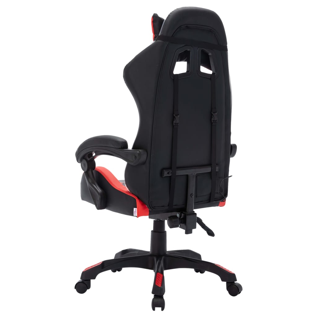 Silla gaming con luces LED RGB cuero sintético rojo y negro vidaXL