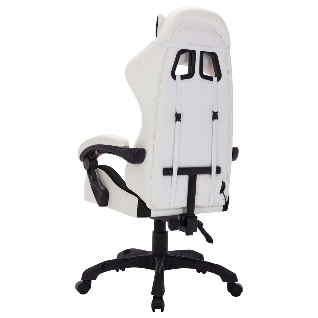 Silla gaming con luces LED RGB cuero sintético blanco y negro vidaXL