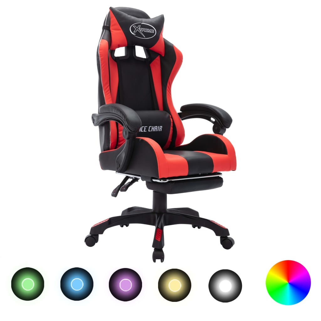 Vetonek Silla gaming con luces LED RGB cuero sintético rojo y negro