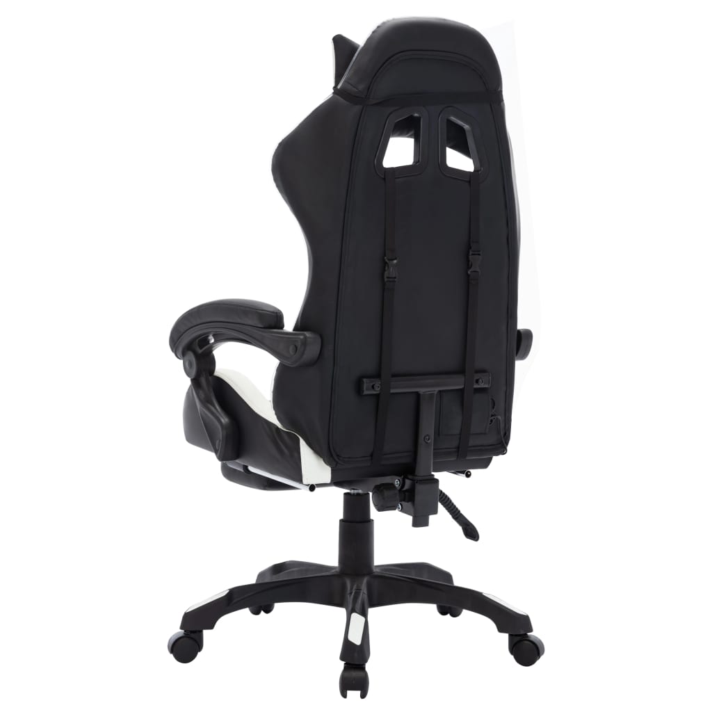 Silla gaming con luces LED RGB cuero sintético blanco y negro vidaXL