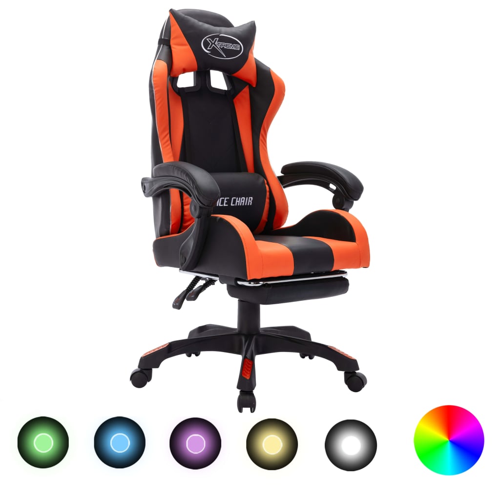 Vetonek Silla gaming con luces LED RGB cuero sintético naranja y negro