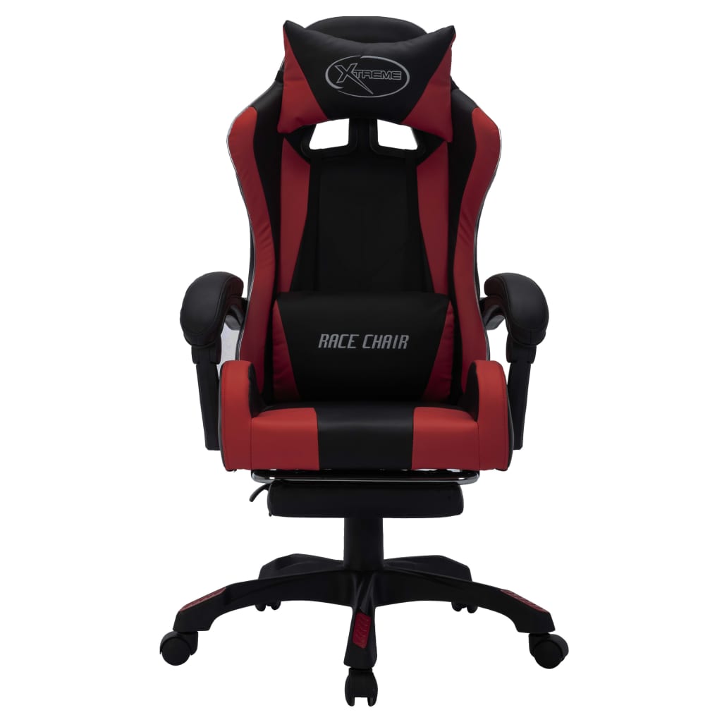 Silla gaming luces LED RGB cuero sintético color vino y negro vidaXL