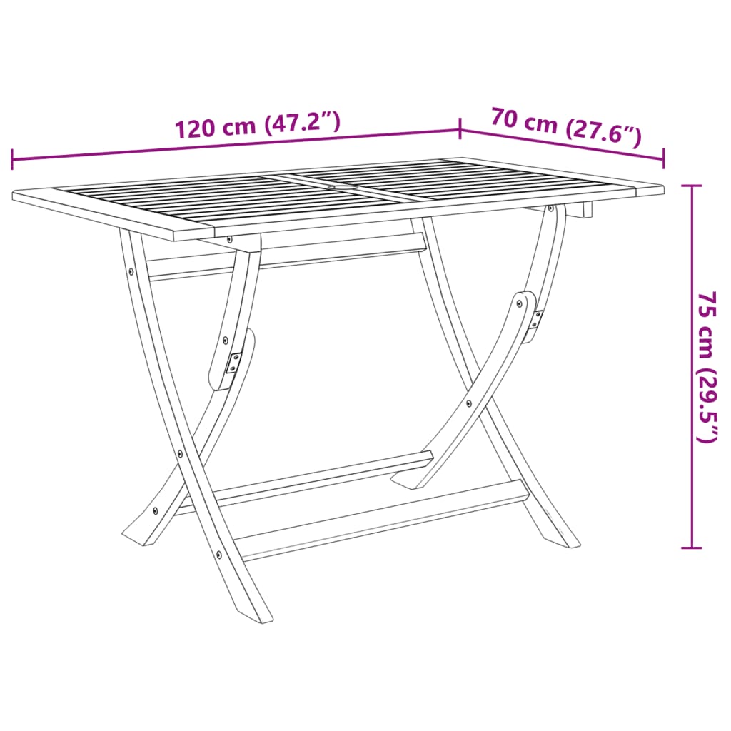 Set comedor de jardín plegable 5 piezas madera maciza de acacia vidaXL