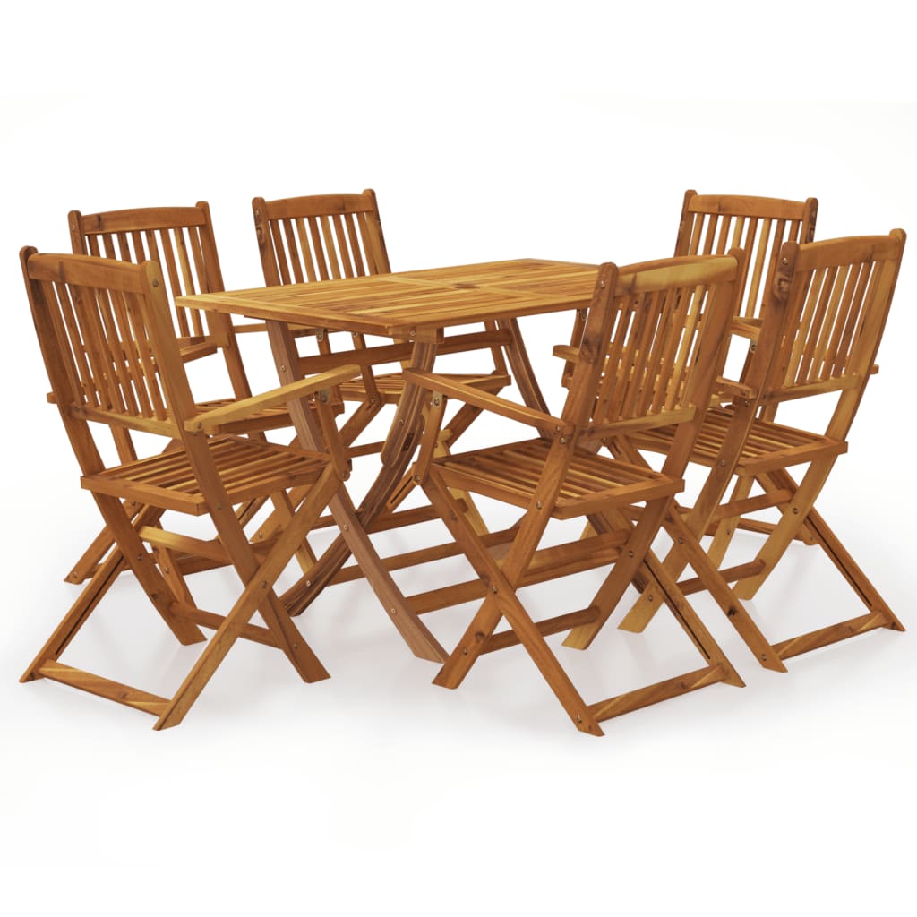 Vetonek Set comedor de jardín plegable 7 piezas madera maciza de acacia