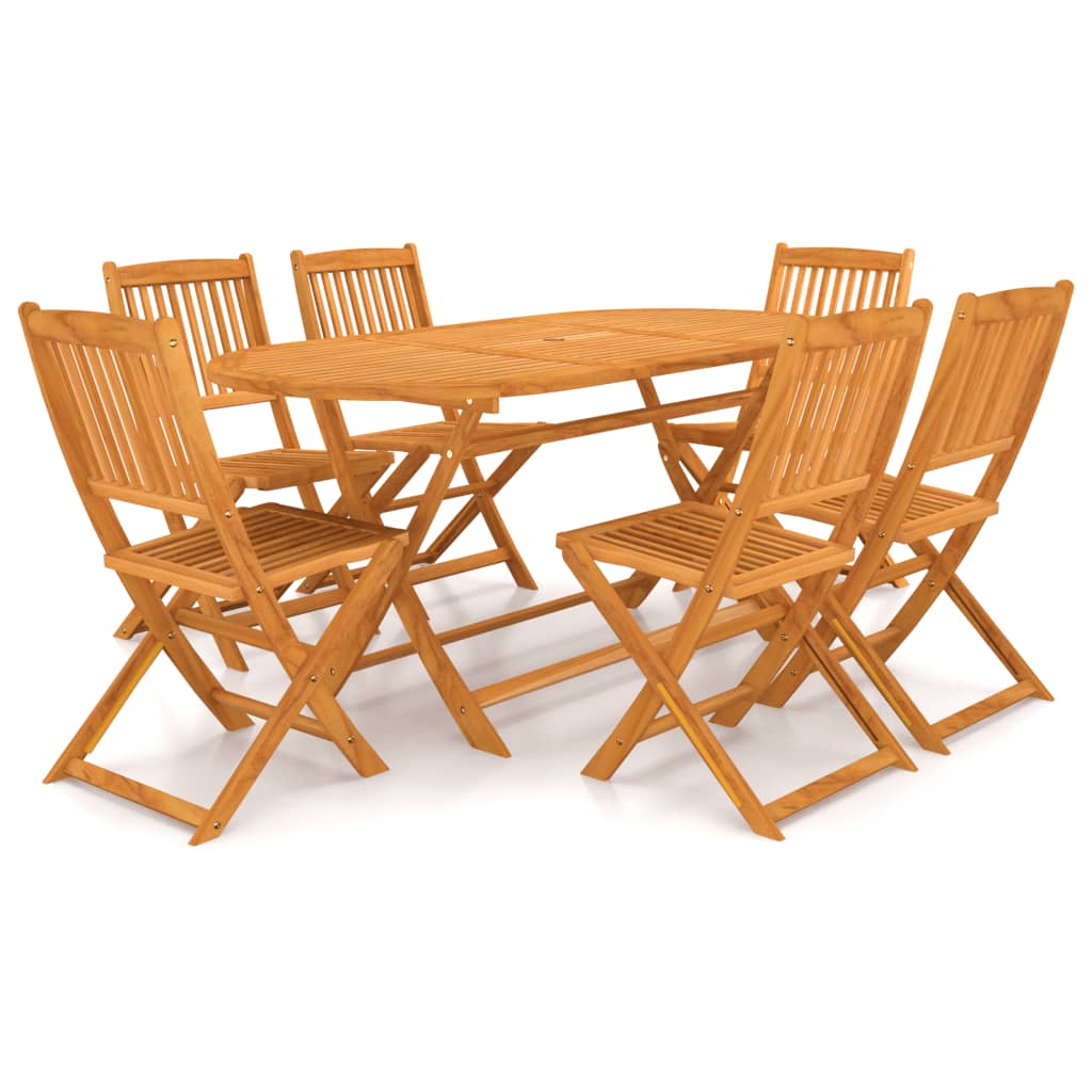 Vetonek Set comedor de jardín plegable 7 piezas madera maciza de acacia