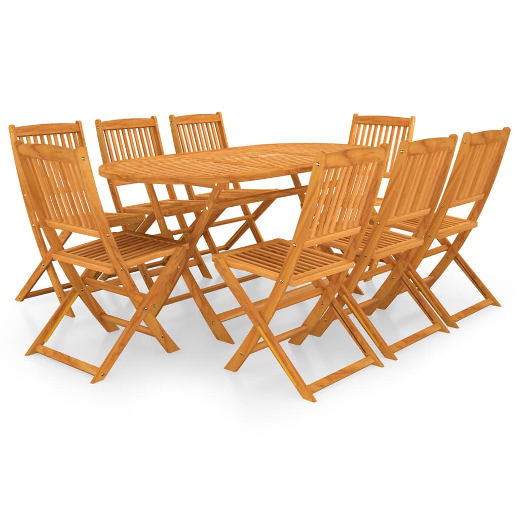 Vetonek Set comedor de jardín plegable 9 piezas madera maciza de acacia