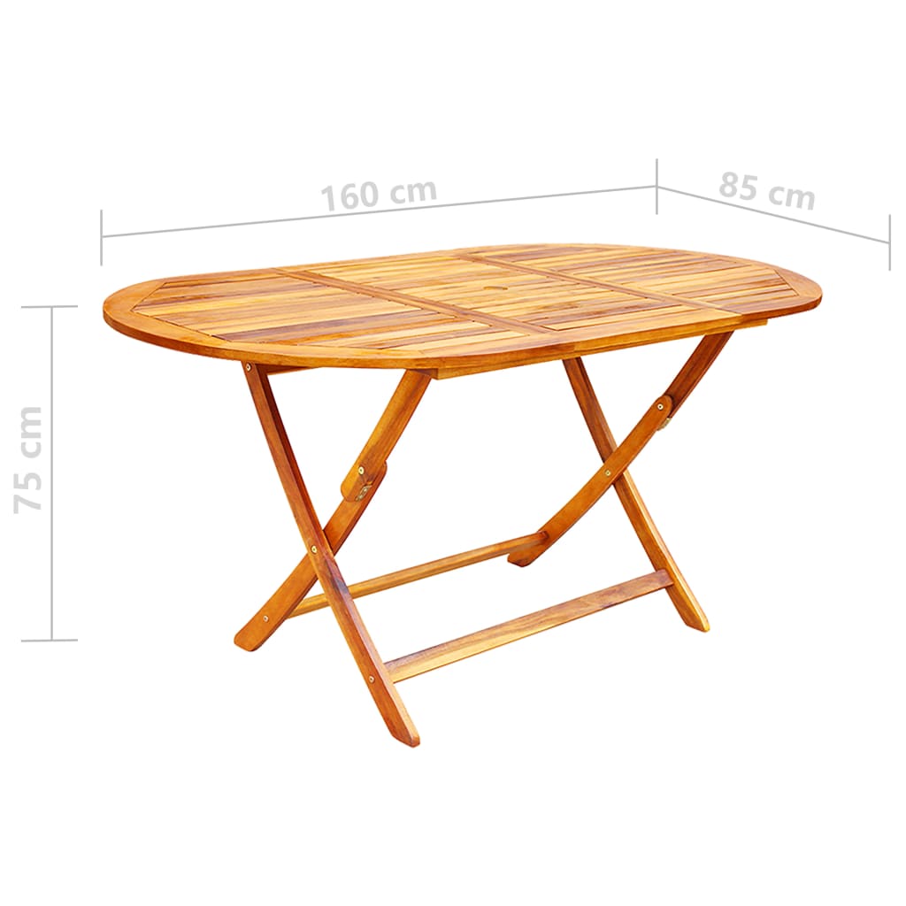 Set comedor de jardín plegable 9 piezas madera maciza de acacia vidaXL