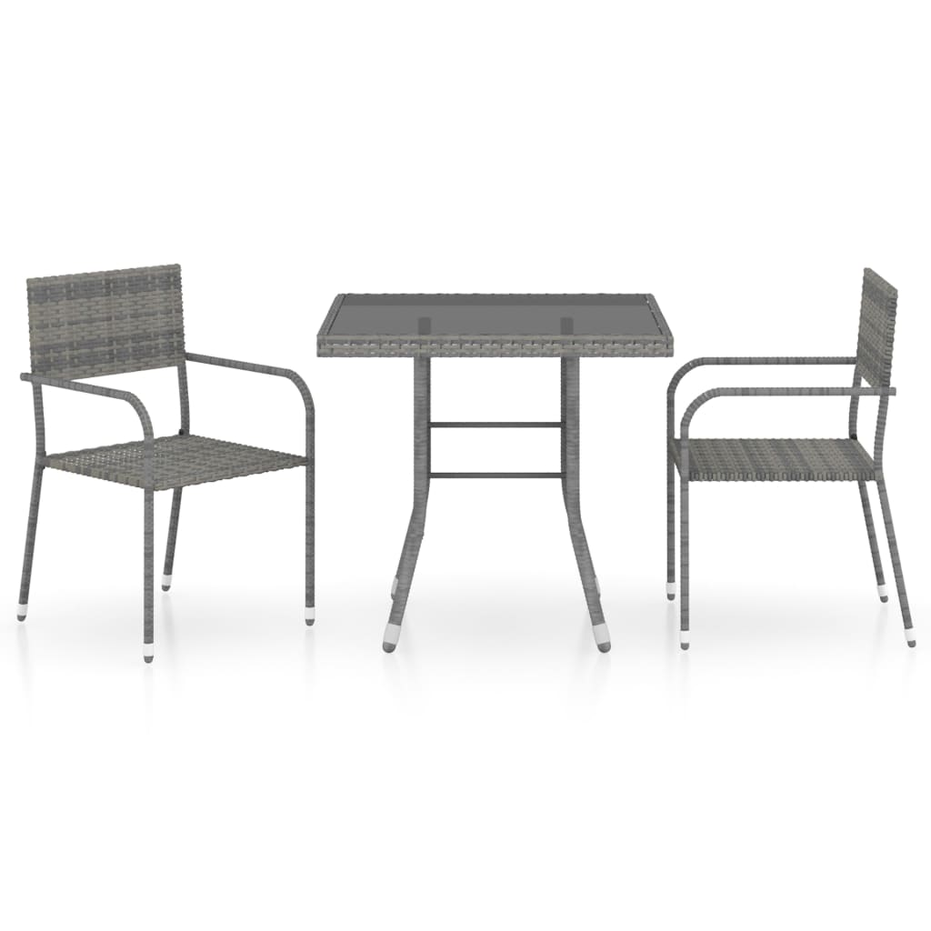 Set comedor jardín 3 pzas ratán sintético gris antracita y gris vidaXL