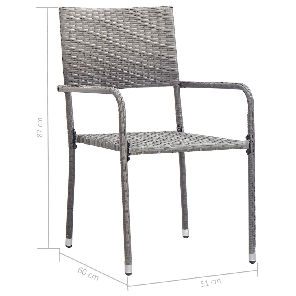 Set comedor jardín 3 pzas ratán sintético gris antracita y gris vidaXL