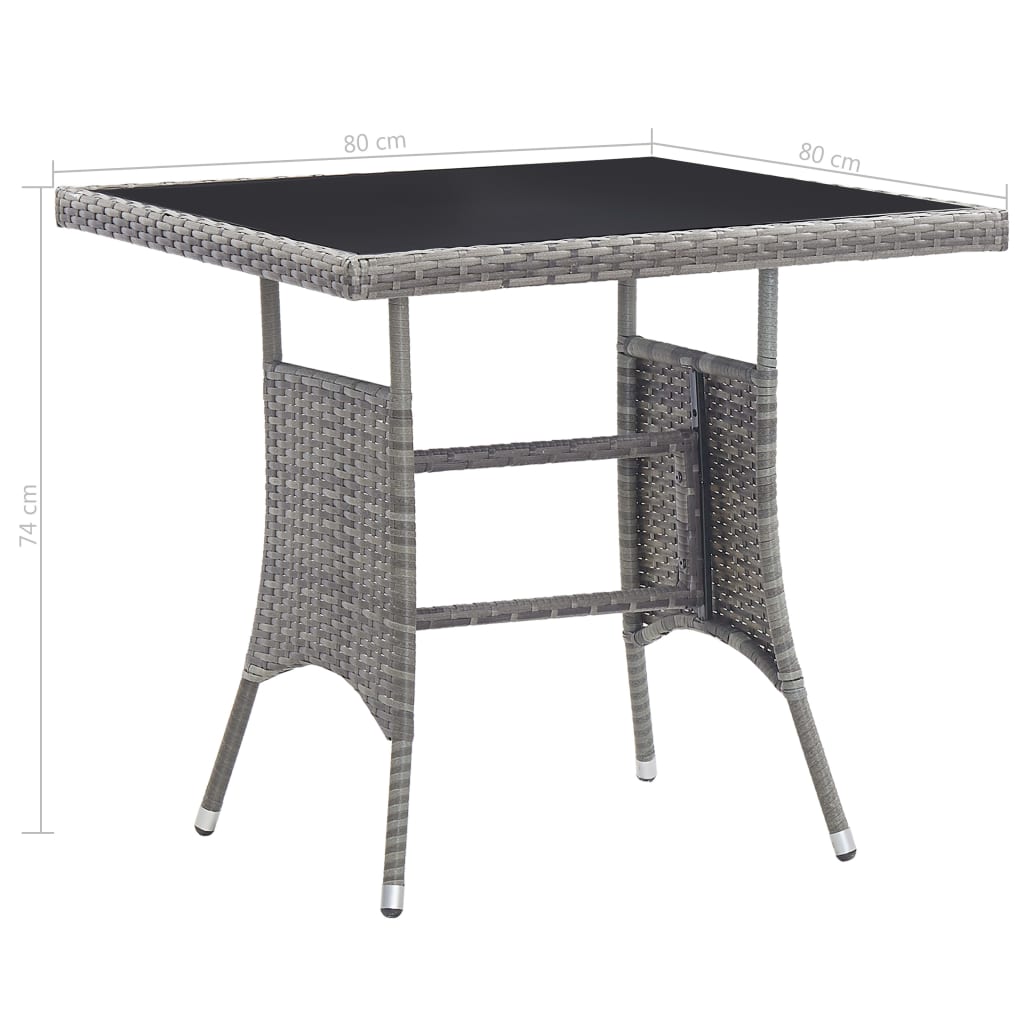 Set comedor jardín 3 pzas ratán sintético gris antracita y gris vidaXL