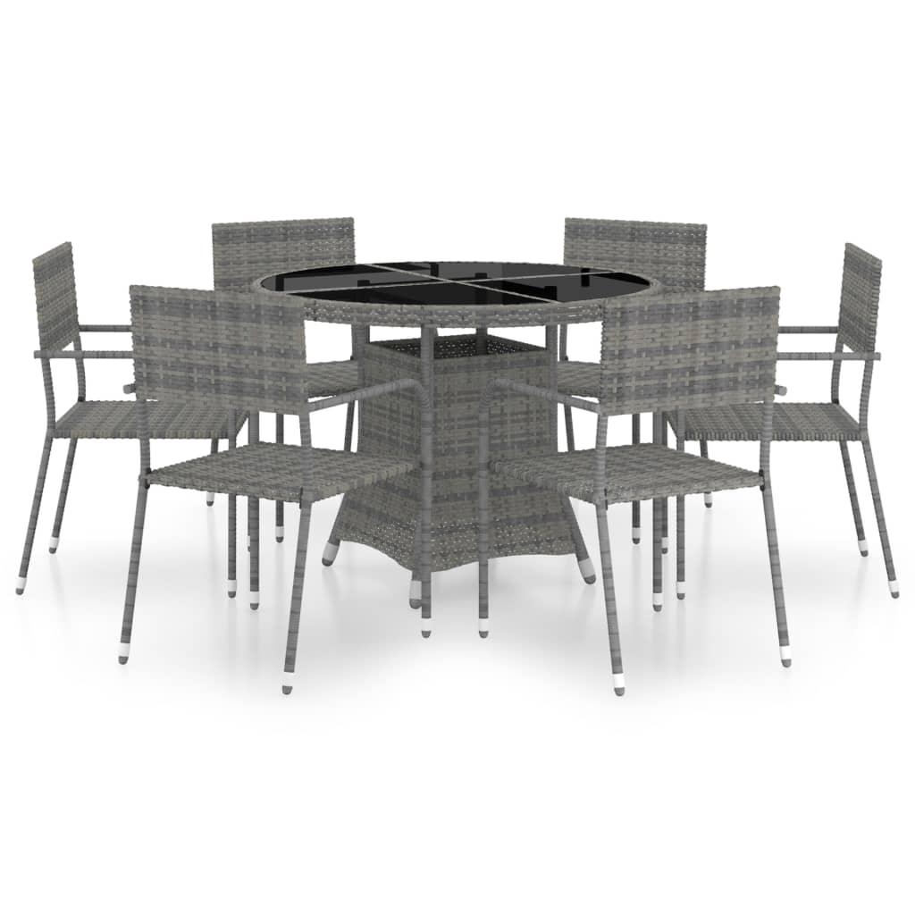 Set comedor jardín 7 pzas ratán sintético gris antracita y gris vidaXL