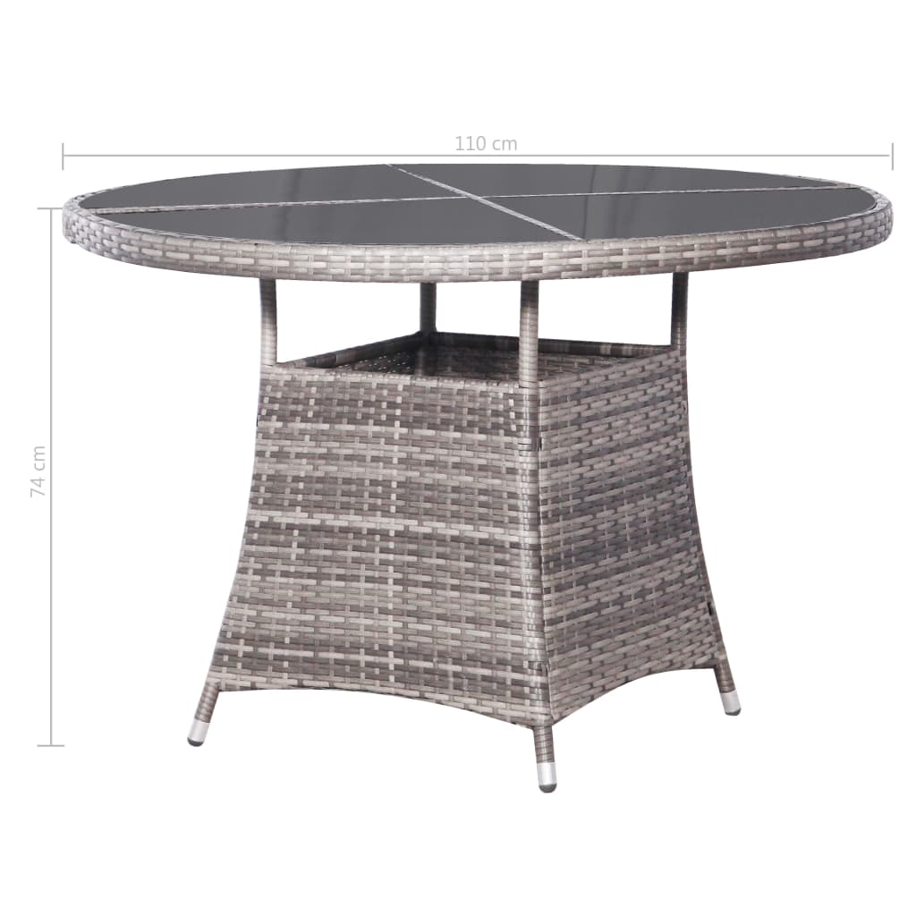 Set comedor jardín 7 pzas ratán sintético gris antracita y gris vidaXL