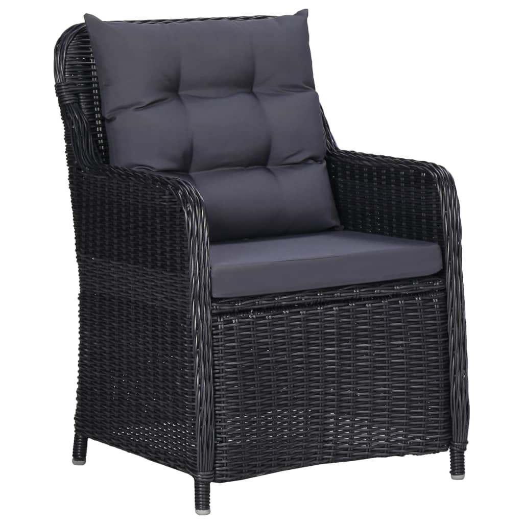 Conjunto de jantar de jardim 7 peças Black Synthetic