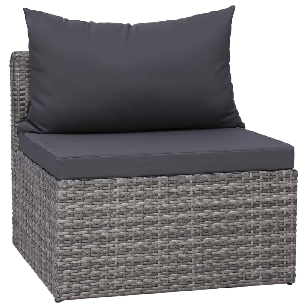 Set de muebles de jardín 9 pzas ratán sintético y cojines gris vidaXL