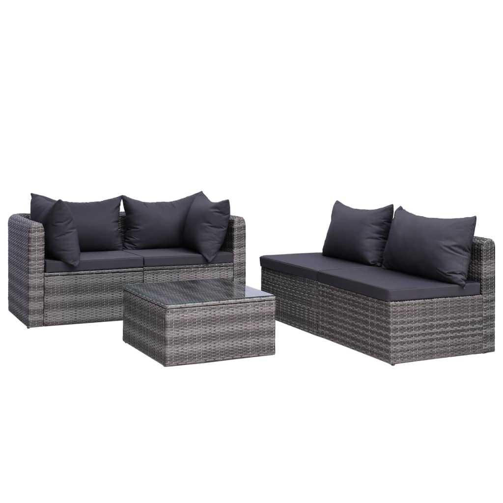 Set de muebles de jardín 9 pzas y cojines ratán sintético gris vidaXL