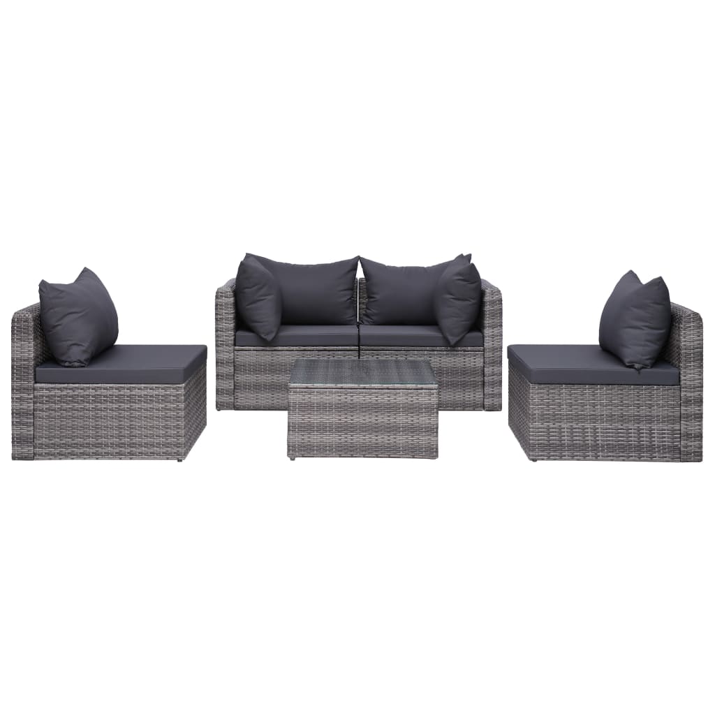 Set de muebles de jardín 9 pzas y cojines ratán sintético gris vidaXL