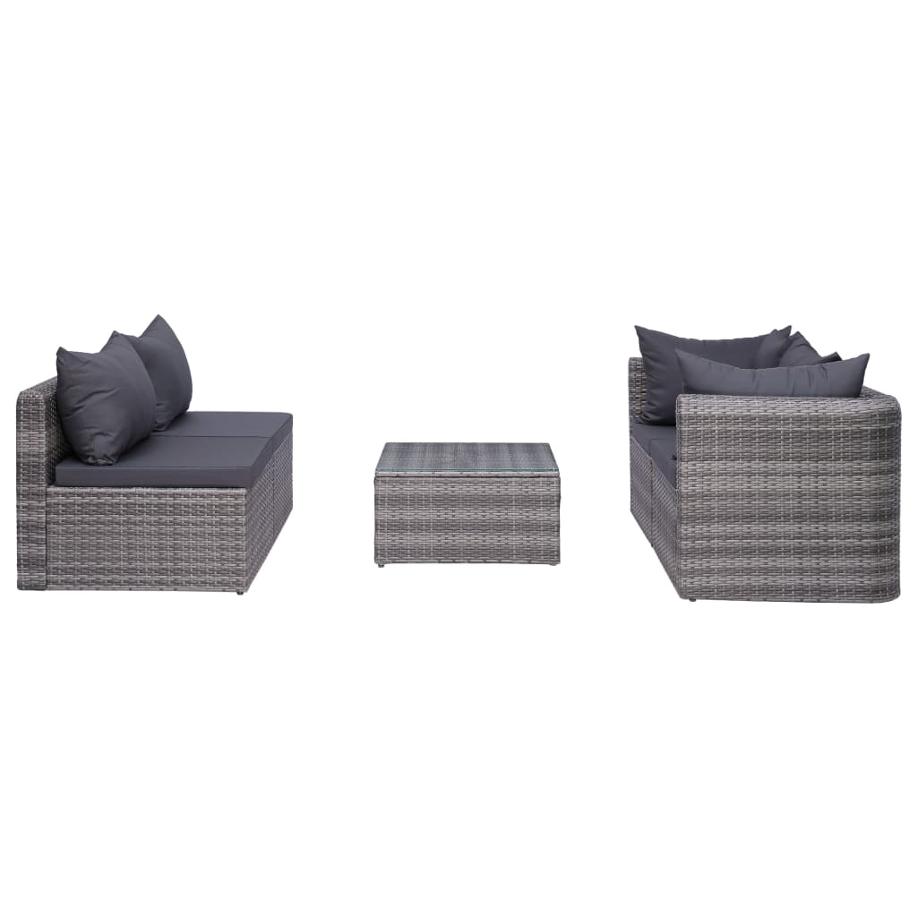 Set de muebles de jardín 9 pzas y cojines ratán sintético gris vidaXL