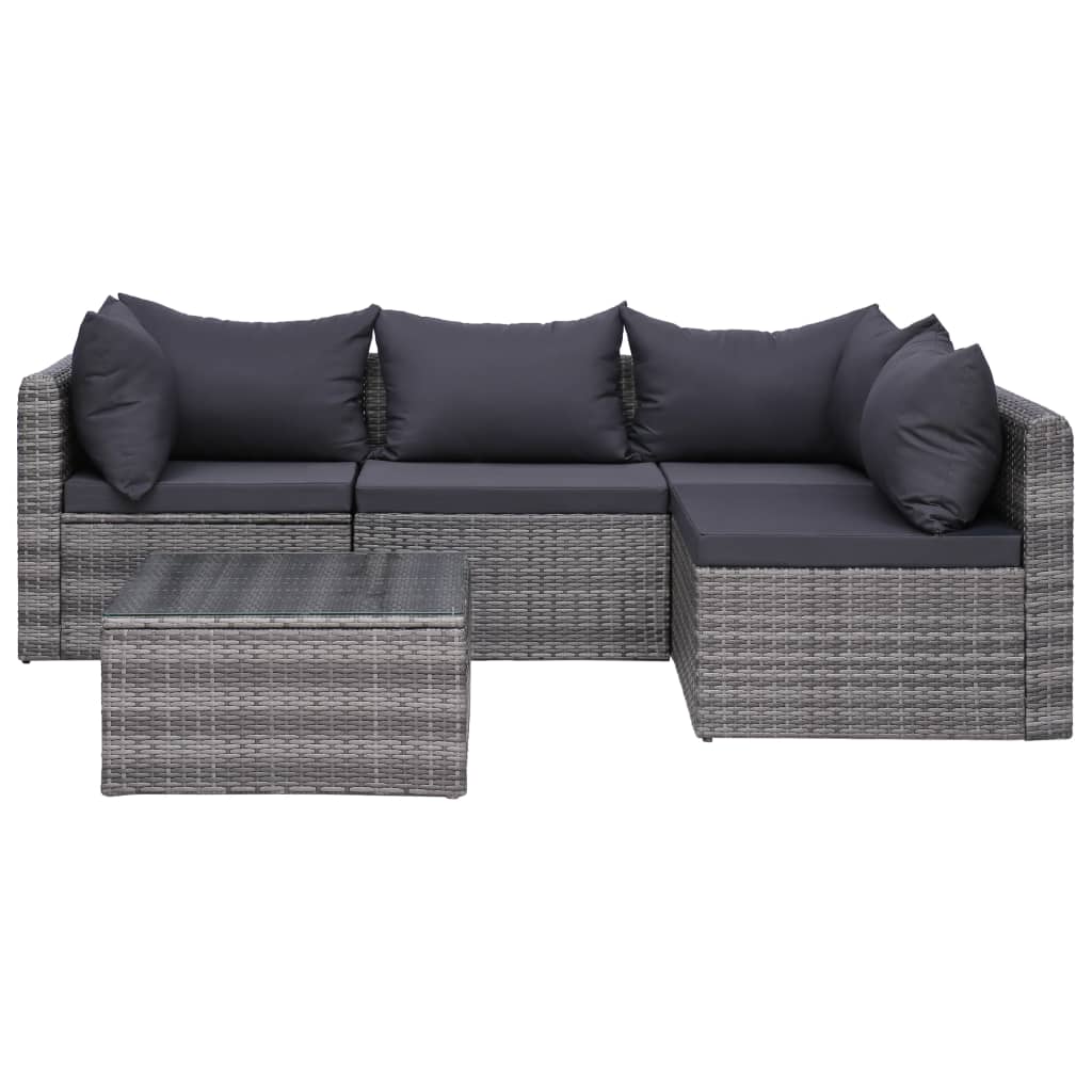 Set de muebles de jardín 9 pzas y cojines ratán sintético gris vidaXL