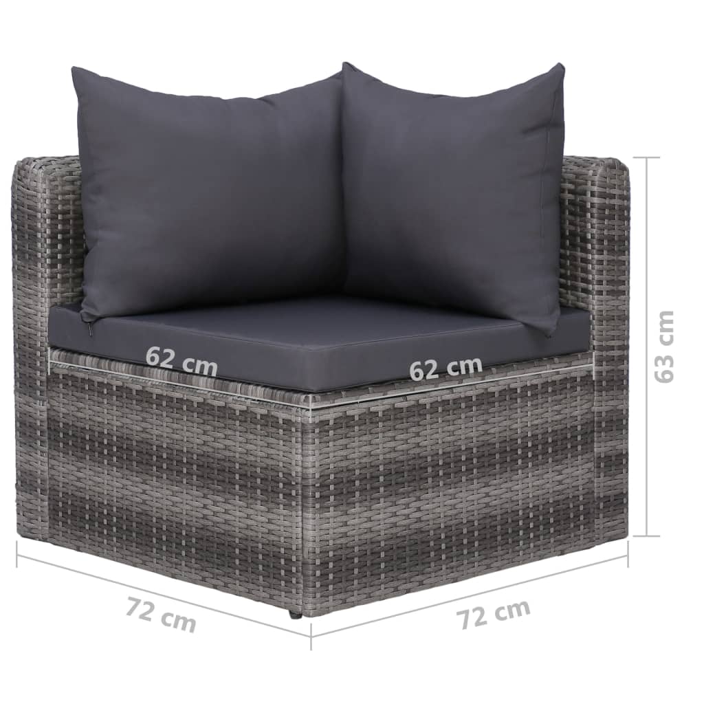 Set de muebles de jardín 9 pzas y cojines ratán sintético gris vidaXL