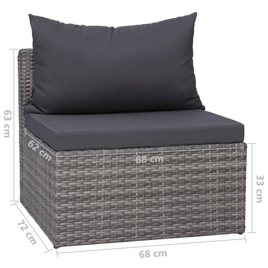 Set de muebles de jardín 9 pzas y cojines ratán sintético gris vidaXL