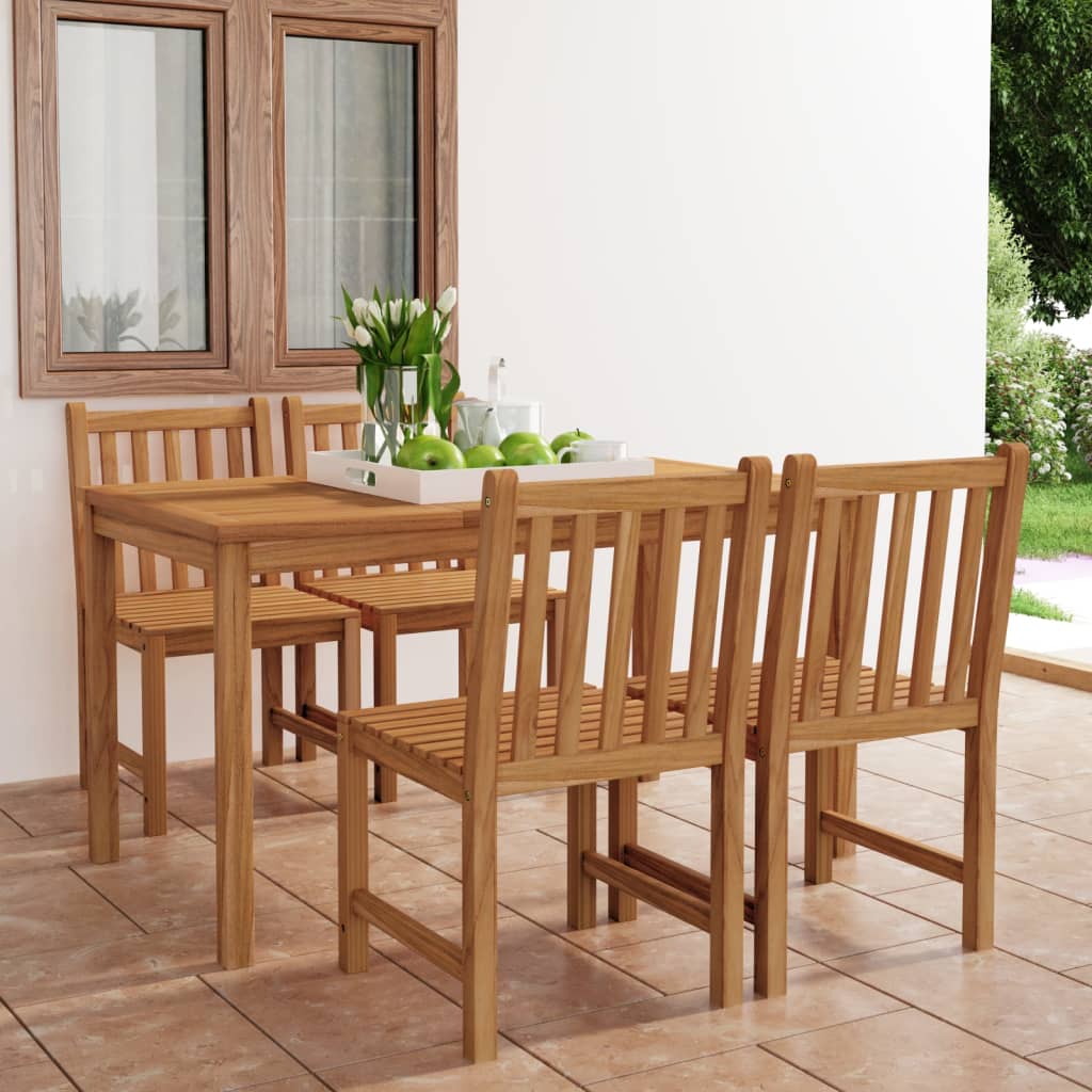 Vetonek Conjunto de comedor de jardín 5 piezas madera maciza de teca