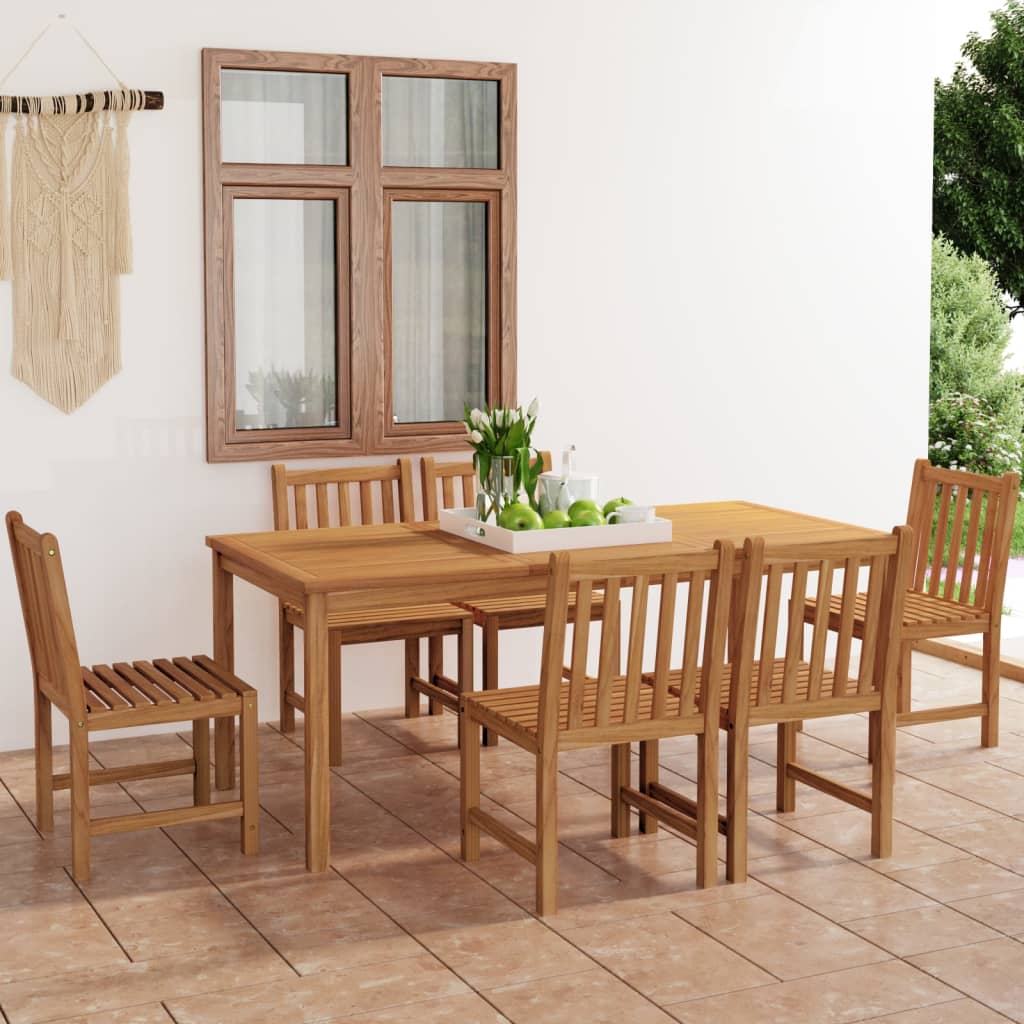 Vetonek Conjunto de comedor de jardín 7 piezas madera maciza de teca