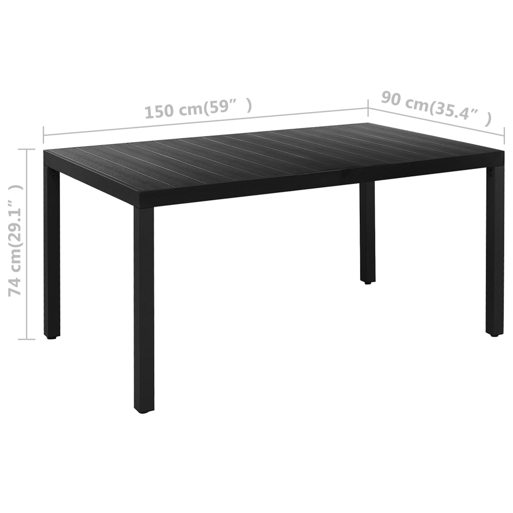 Juego de comedor para jardín 7 piezas negro vidaXL