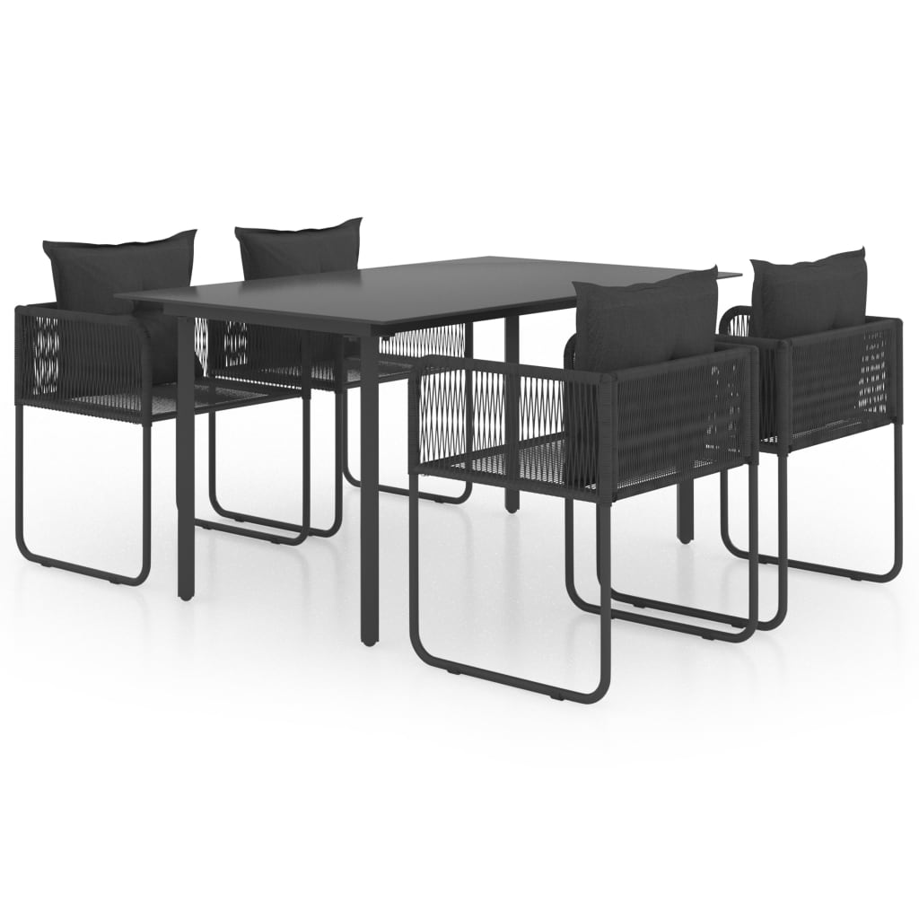 Set de comedor de jardín de 5 piezas PVC ratán negro vidaXL